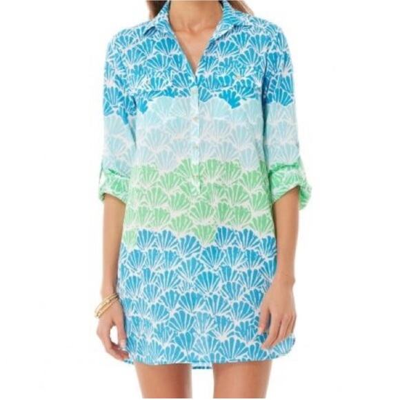 Lilly Pulitzer Tunic Womens Small Blue Captiva Coverup Shell Shacked Resort Pool - Picture 1 of 11